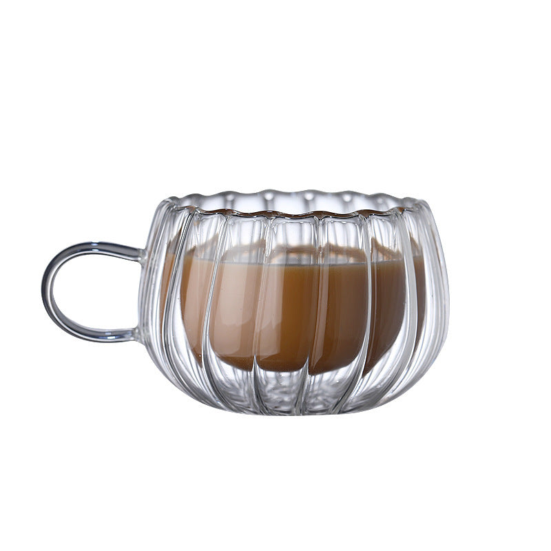 Tasse créative en verre borosilicate à double paroi avec ruban décoratif