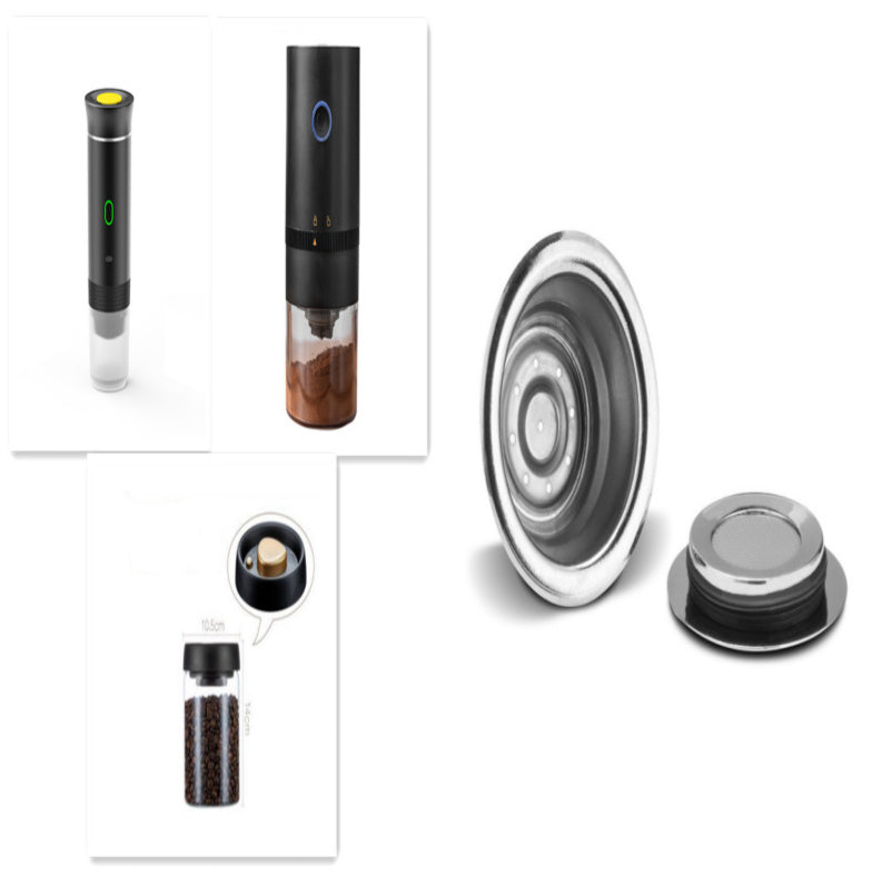 Machine à café expresso portable 3-en-1 avec broyeur électrique – Idéale pour les voyages et facile à utiliser