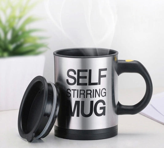 Tasse à café électrique auto-mélangeante en verre – Mug paresseux en acier inoxydable avec mélangeur rotatif automatique.