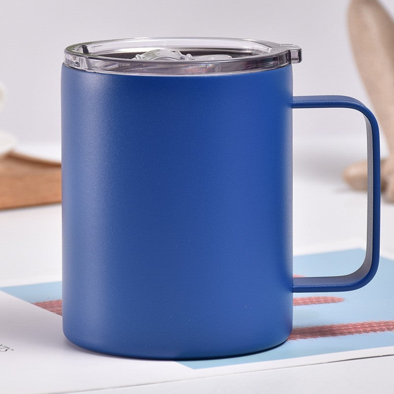 Tasse en acier inoxydable isotherme avec poignée, portable pour l’extérieur et la voiture, idéale pour le café au bureau ou en usage professionnel.