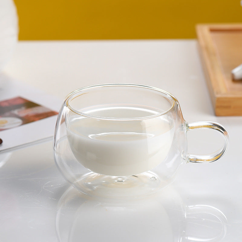 Tasse créative en verre borosilicate à double paroi avec ruban décoratif