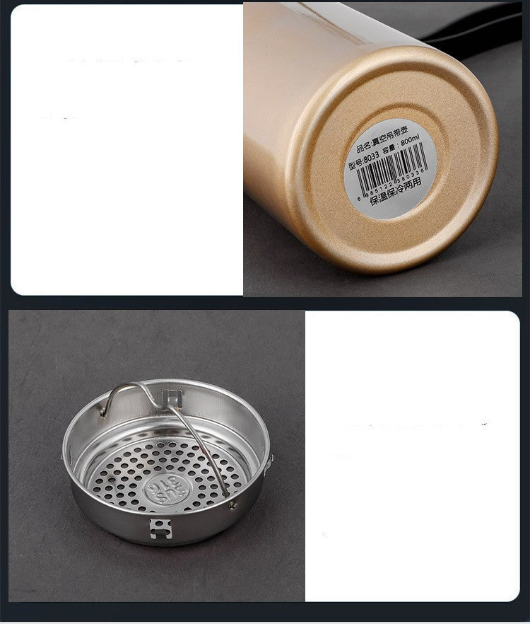 Gobelet isotherme en acier inoxydable – Bouteille type “balle” avec sangle