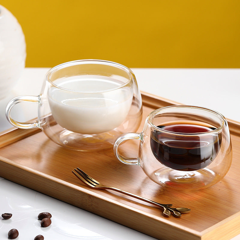 Tasse créative en verre borosilicate à double paroi avec ruban décoratif