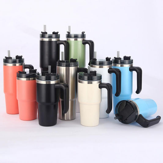 Gobelet isotherme avec paille en acier inoxydable 304