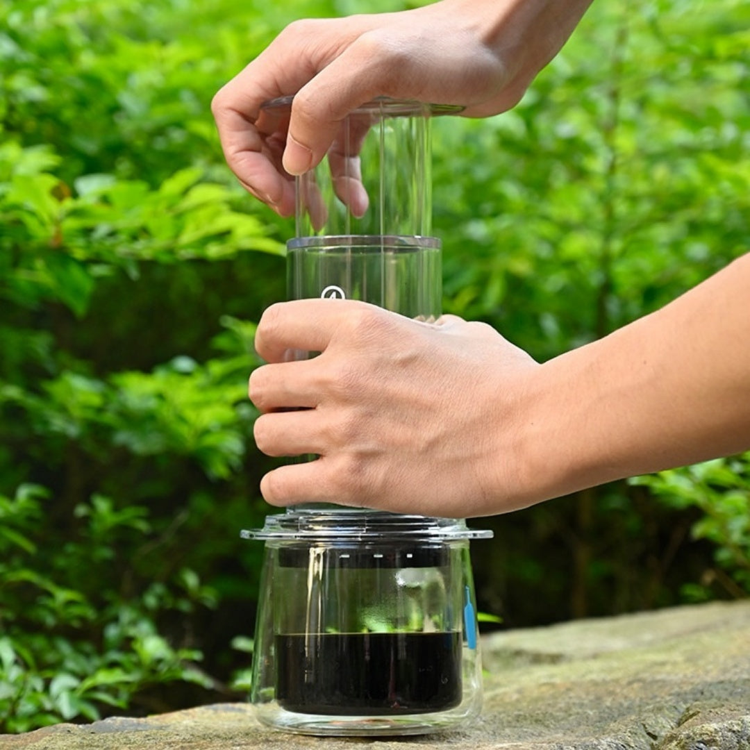 Machine à café portable extérieure à pression manuelle avec pot transparent