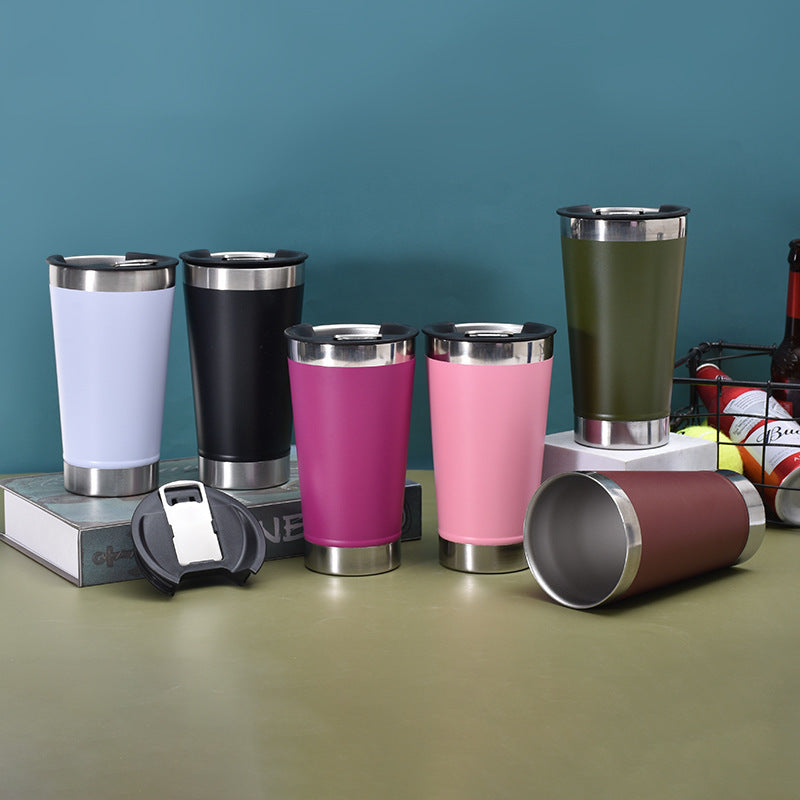 Gobelet à bière en acier inoxydable avec décapsuleur