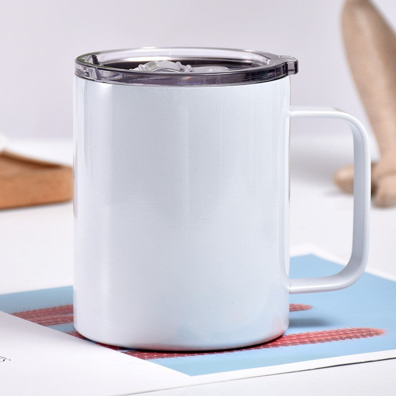 Tasse en acier inoxydable isotherme avec poignée, portable pour l’extérieur et la voiture, idéale pour le café au bureau ou en usage professionnel.